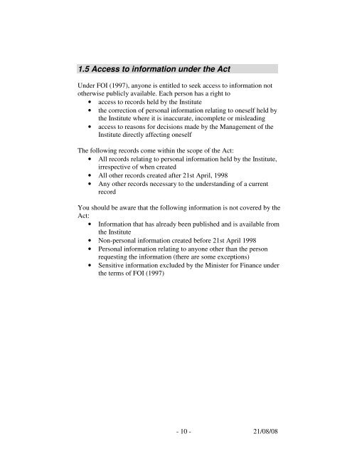 Section 15 - Institute of Technology Blanchardstown