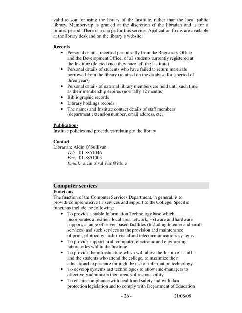 Section 15 - Institute of Technology Blanchardstown