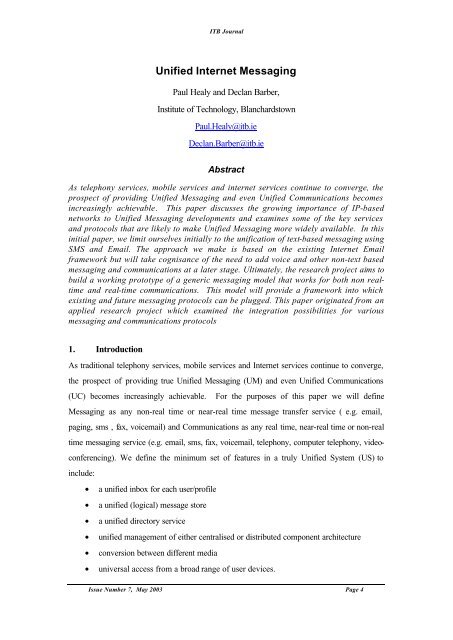 ITB Journal-May-2003 - Institute of Technology Blanchardstown