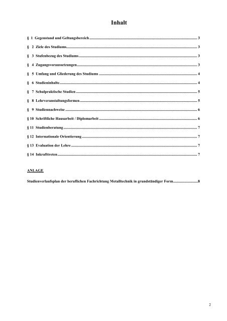 Studium der beruflichen Fachrichtung Metalltechnik - Institut Technik ...