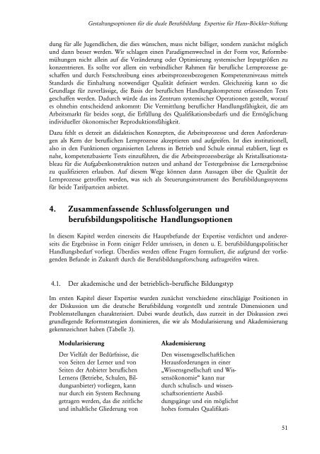 Gestaltungsoptionen für die duale Organisation der Berufsbildung