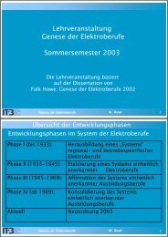 Lehrveranstaltung Genese der Elektroberufe Sommersemester 2003