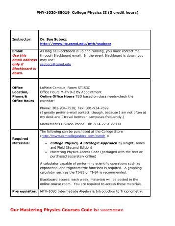 Physics 1020 Online - Distance Learning and Faculty Development ...