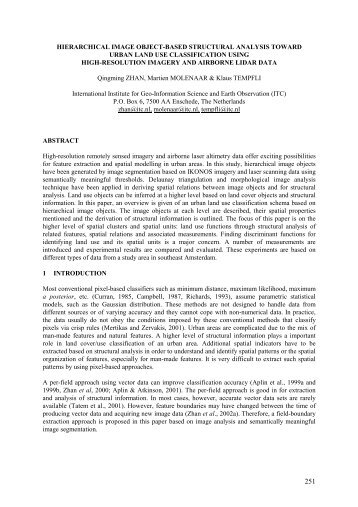 Hierarchical Image Object Based Structural Analysis - ITC