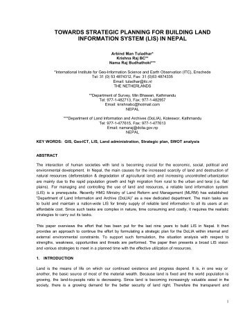 towards strategic planning for building land information system - ITC