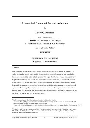 A theoretical framework for land evaluation David G. Rossiter ... - ITC