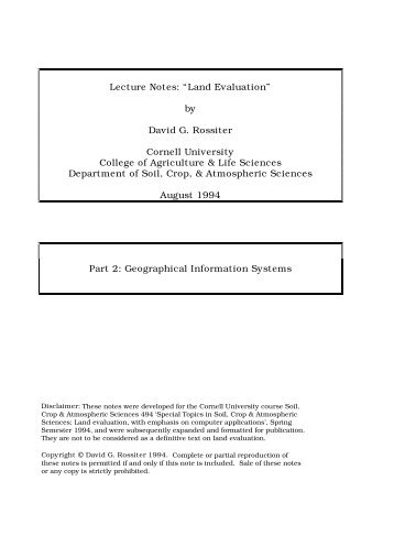 Lecture Notes: âLand Evaluationâ by David G. Rossiter Cornell ... - ITC
