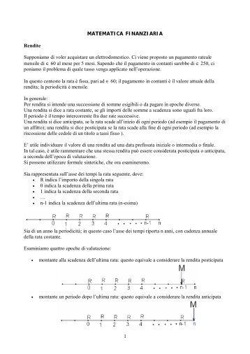 1 MATEMATICA FINANZIARIA Rendite Supponiamo ... - Itcgruffini.eu