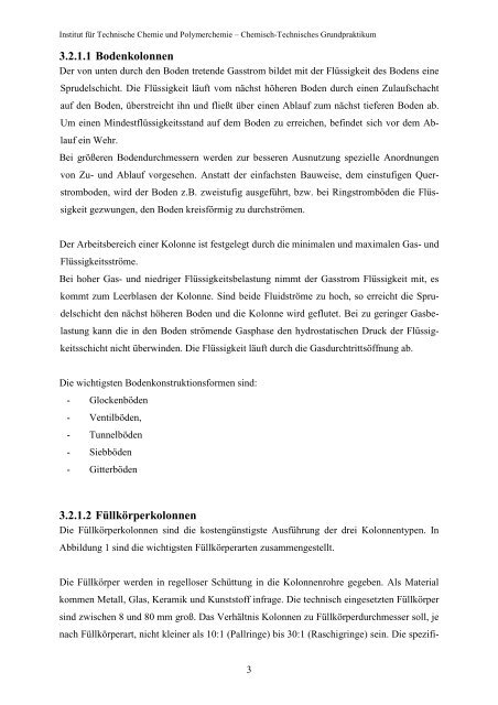 Kontinuierliche Rektifikation - Institut für Technische Chemie und ...