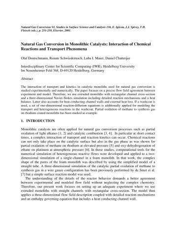 Natural Gas Conversion in Monolithic Catalysts - Schwiedernoch.de