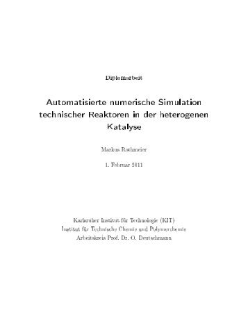 Automatisierte numerische Simulation technischer Reaktoren in der ...