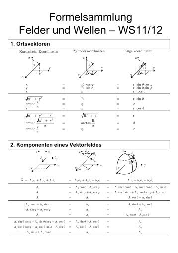 Formelsammlung Felder und Wellen â WS11/12 - ITE
