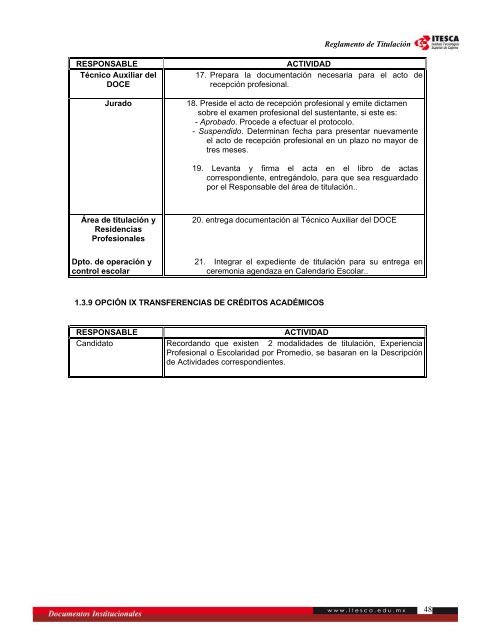 Reglamento de Titulación - Instituto Tecnológico Superior de Cajeme