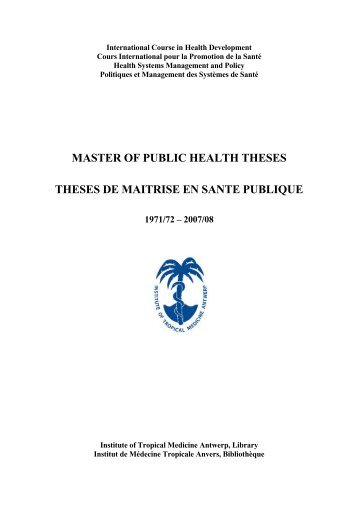 master of public health theses theses de maitrise en sante ... - Itg