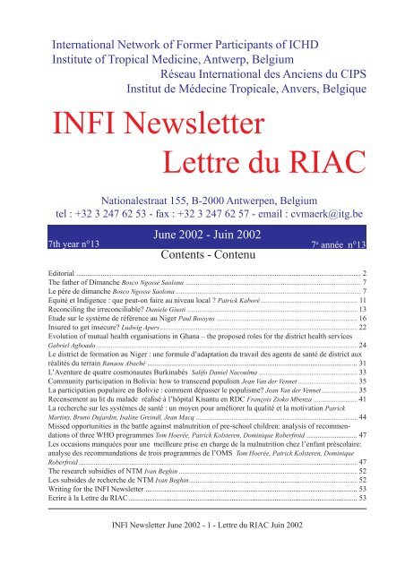Infi Newsletter Lettre Du Riac Itg