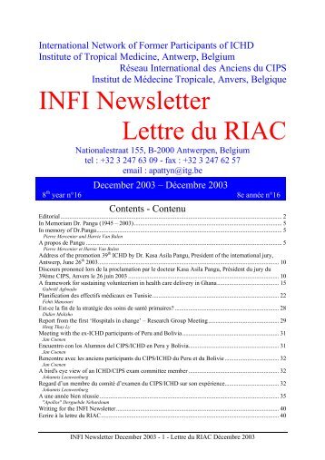 INFI Newsletter. Lettre du RIAC. 2003 (16) - Itg