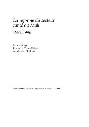 'La rÃ©forme du secteur santÃ© au Mali, 1989-1996.' [pdf, 963KB ... - Itg