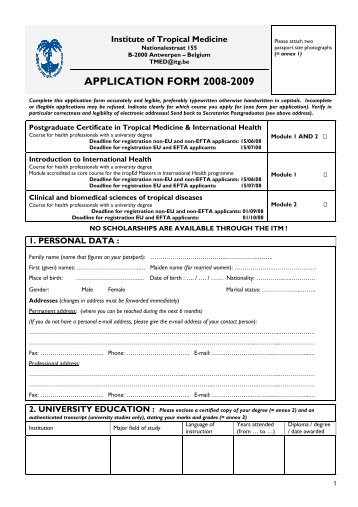 APPLICATION FORM 2008-2009 - Itg