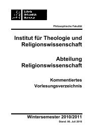 Institut für Theologie und Religionswissenschaft Abteilung ...