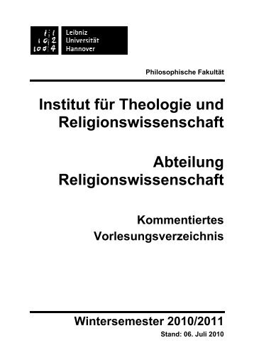 Institut für Theologie und Religionswissenschaft Abteilung ...