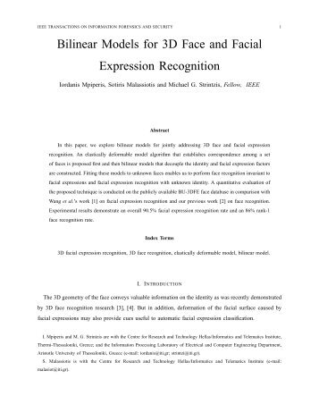 Bilinear Models for 3D Face and Facial Expression Recognition