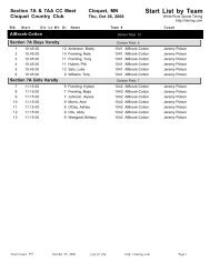 Start List by Team - White River Sports Timing