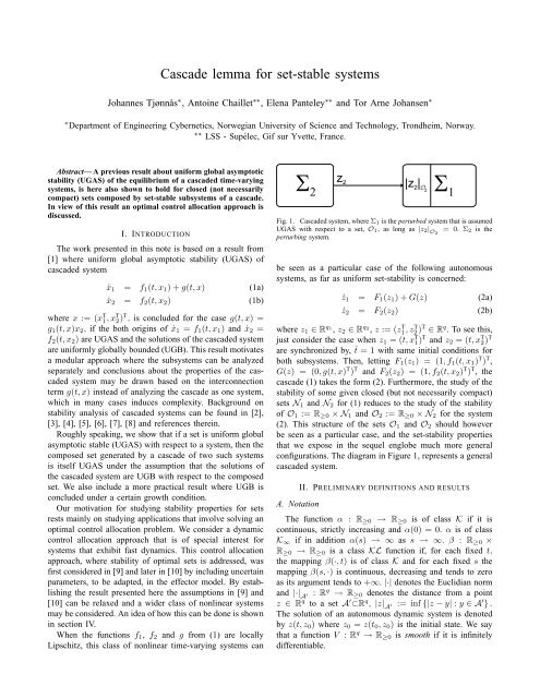 Cascaded lemma for set-stable systems