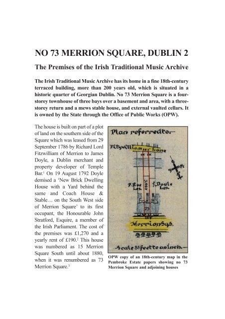 NO 73 MERRION SQUARE, DUBLIN 2 - Irish Traditional Music Archive