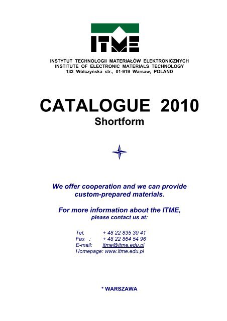 CATALOGUE 2010 - ITME