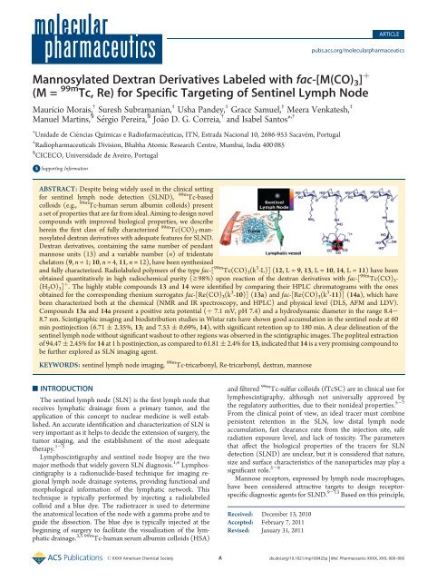 Mannosylated Dextran Derivatives Labeled with fac - Instituto ...