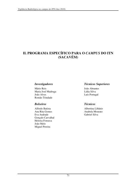 Programas de MonitorizaÃ§Ã£o RadiolÃ³gica Ambiental - Instituto ...