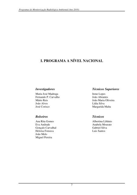 Programas de MonitorizaÃ§Ã£o RadiolÃ³gica Ambiental - Instituto ...