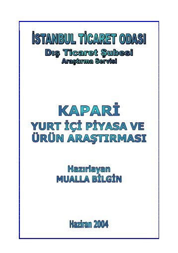 Kapari Yurt İçi Piyasa ve Ürün Araştırması 2004 - ITO