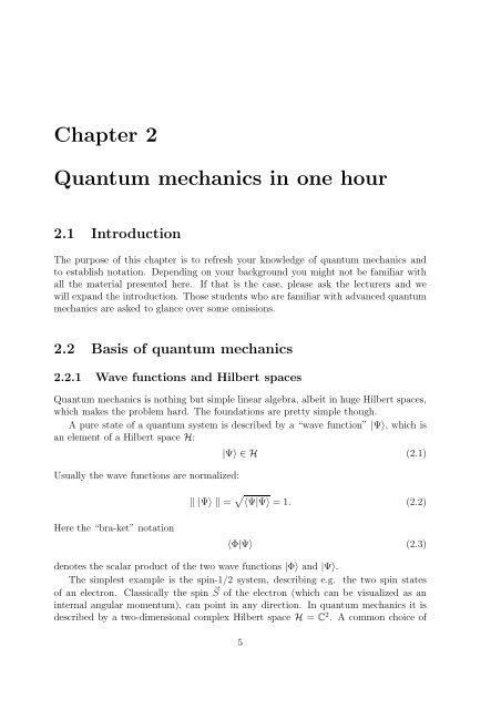 Chapter 2 Quantum mechanics in one hour