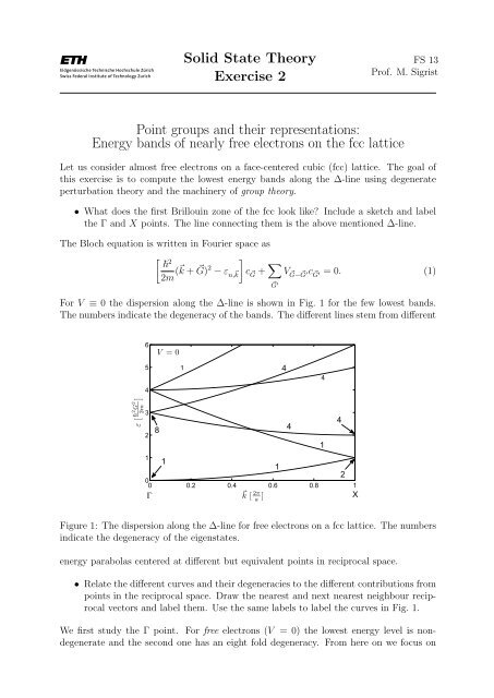 Solid State Theory Exercise 2 Point groups and their representations ...