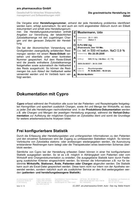 Dokumentation mit Cypro