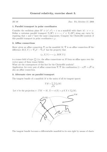 General relativity, exercise sheet 3.