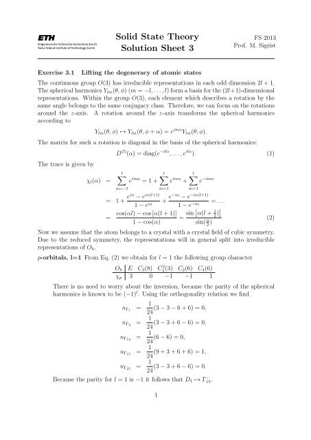 Solid State Theory Solution Sheet 3