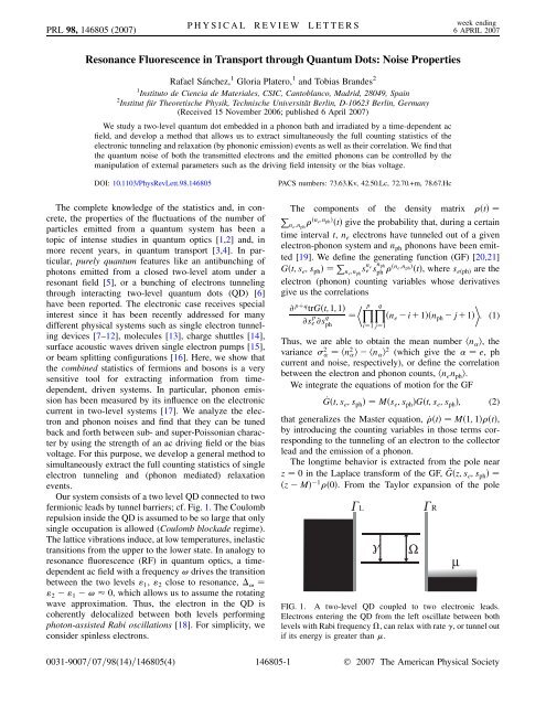 Resonance Fluorescence in Transport through Quantum Dots ...