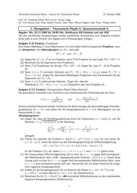 2. Ãœbungsblatt â€“ Theoretische Physik V: Quantenmechanik II