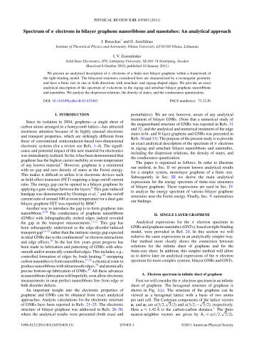 Spectrum of Ï electrons in bilayer graphene nanoribbons and ...