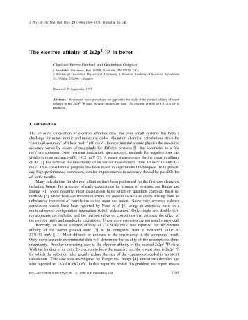 The electron affinity of 2s2p2 4P in boron