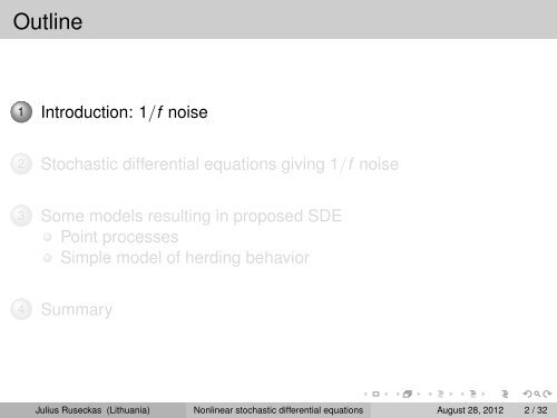 Nonlinear stochastic differential equations and 1/f noise