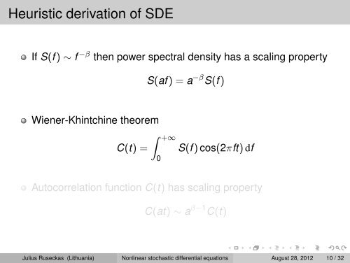 Nonlinear stochastic differential equations and 1/f noise
