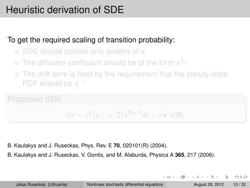 Nonlinear stochastic differential equations and 1/f noise