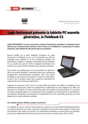 Logic Instrument prÃ©sente la tablette PC nouvelle ... - ITRpress