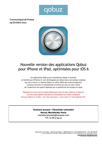 Nouvelle version des applications QOBUZ pour iPhone et - ITRpress