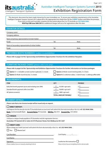 Exhibition Registration Form - ITS Australia