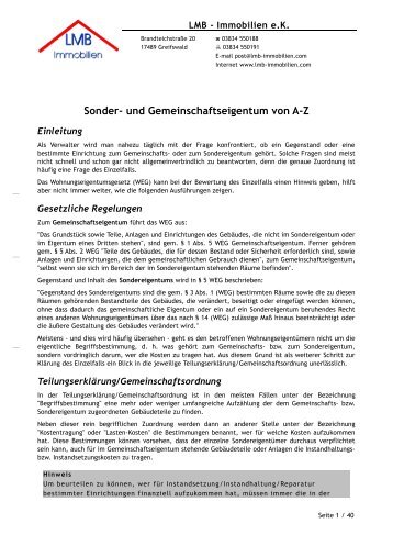 Sonder- und Gemeinschaftseigentum von A-Z - bei der LMB ...