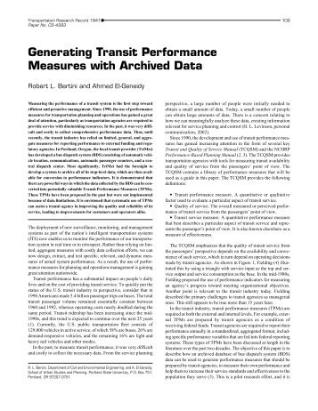 Generating Transit Performance Measures with ... - Transportation